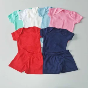 Kit 6 Peças Bebê Pagão Canelado Longo 100% Algodão 3 Body 3 Calças